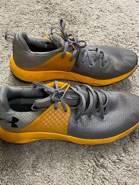 Under Armour Gray and Yellow Low-Top Training Sneakers